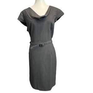 Calvin Klein Gray Sheath Dress with Cowl Neck and Dolman Cap Sleeves